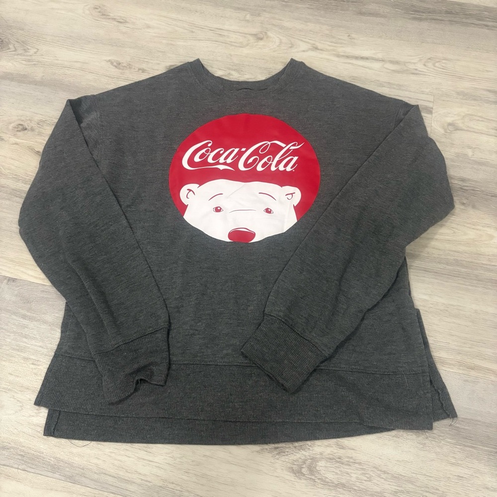 Coca Cola Gray Soft Sweatshirt White Polar Bear Small